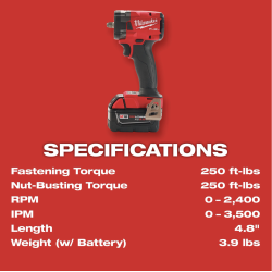 Kit Llave de Impacto Compacta M18 3/8" Milwaukee 2854-22R