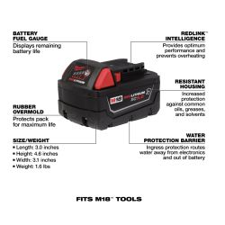Batería M18 REDLITHIUM™ XC5.0 Milwaukee 48-11-1850 Suelta